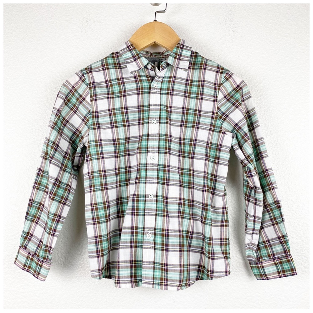 Bonpoint Green and‎ Brown Plaid Button Down Size 6